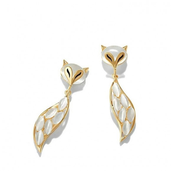 Длинные серьги Лисицы с эмалью и серебряным гвоздиком 1J10433CJJ Длинные серьги Лисицы с эмалью и серебряным гвоздиком 1J10433CJJ