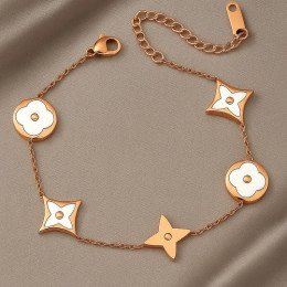 Браслет изящный с клевером и вставками под перламутр 1J12159CJJ