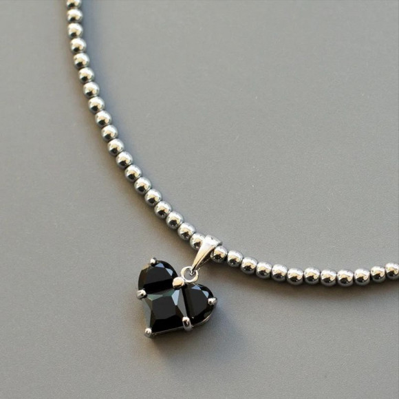 Колье бисер кулон сердце 1J12210CJJ
