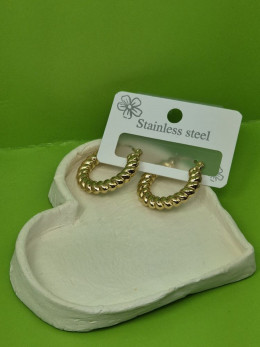 Серьги кольца витые из стали с напылением золотом J11506CJJ Серьги кольца витые из стали с напылением золотом J11506CJJ