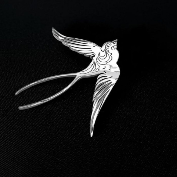 Стальная брошь ласточка J10074CJJ