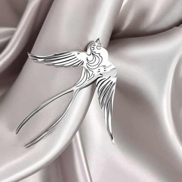 Стальная брошь ласточка J10074CJJ