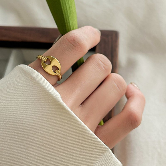 Кольцо титановая сталь напыление золотом 1J12374CJJ Кольцо титановая сталь напыление золотом 1J12374CJJ