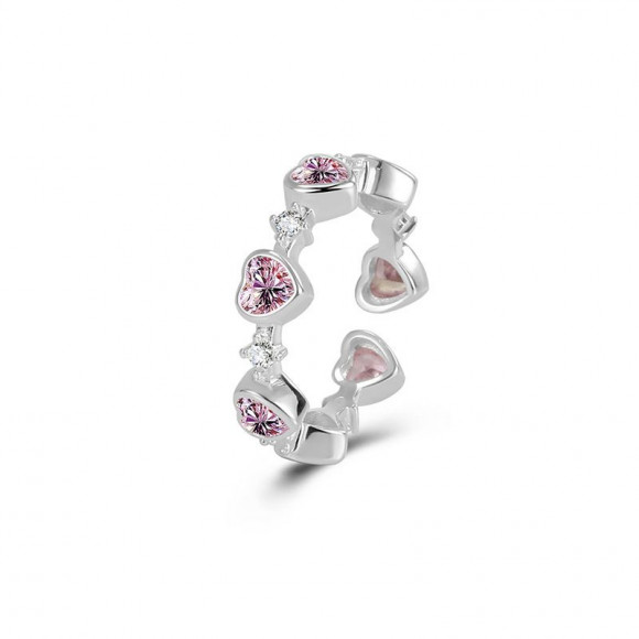 Кольцо открытое медь с напылением платины сердце 1J11923CJJ