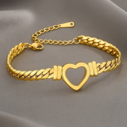 Браслет титановая сталь напыление золотом сердце 1J12137CJJ Браслет титановая сталь напыление золотом сердце 1J12137CJJ