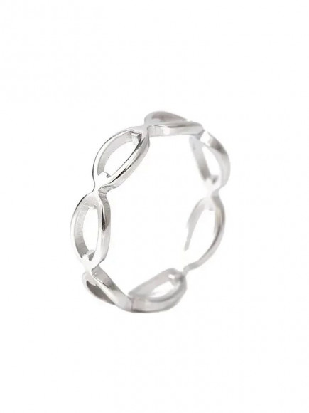 Серебристое кольцо в форме переплетенной бесконечной цепи J10172CJJ Серебристое кольцо в форме переплетенной бесконечной цепи J10172CJJ
