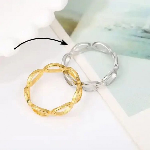 Серебристое кольцо в форме переплетенной бесконечной цепи J10172CJJ Серебристое кольцо в форме переплетенной бесконечной цепи J10172CJJ