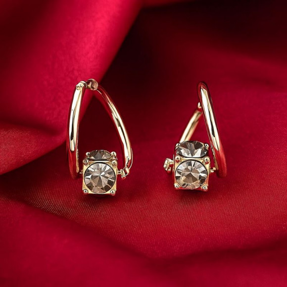 Серьги-гвоздики с кристаллом в геометрической оправе J10437CJJ