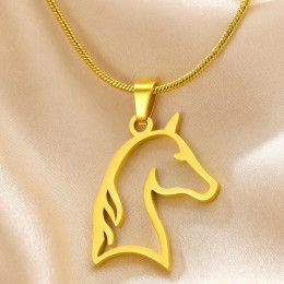 Цепочка кулон лошадь медицинская сталь напыление золотом 1J12457CJJ