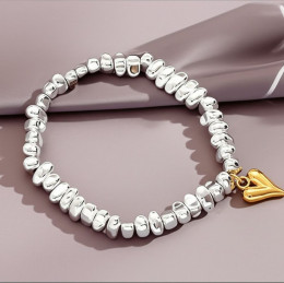 Браслет из граненых бусин с подвеской сердце 1J11885CJJ Браслет из граненых бусин с подвеской сердце 1J11885CJJ