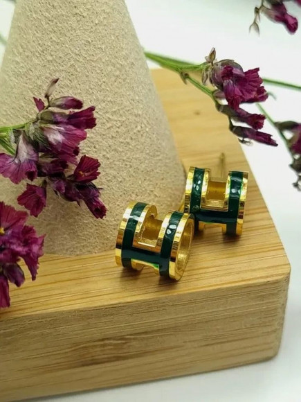 Серьги-гвоздики стальные с напылением золотом буква H J10219CJJ Серьги-гвоздики стальные с напылением золотом буква H J10219CJJ