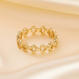 Стальное кольцо с напылением золотом клевер J10108CJJ Стальное кольцо с напылением золотом клевер J10108CJJ