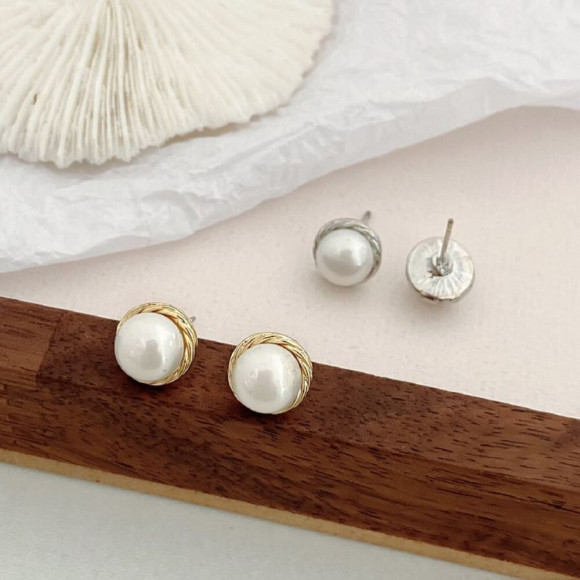 Серьги-гвоздики круглые с жемчужиной J10694CJJ