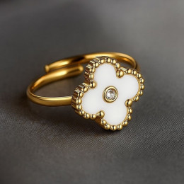 Кольцо медь напыление золотом клевер 1J12075CJJ Кольцо медь напыление золотом клевер 1J12075CJJ