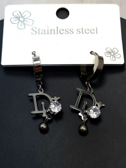 Стальные серьги-конго с кулоном фианит J10243CJJ