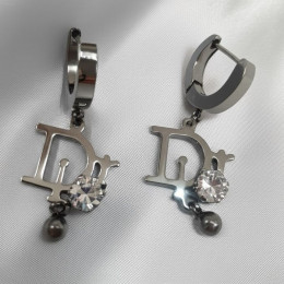 Стальные серьги-конго с кулоном фианит J10243CJJ Стальные серьги-конго с кулоном фианит J10243CJJ