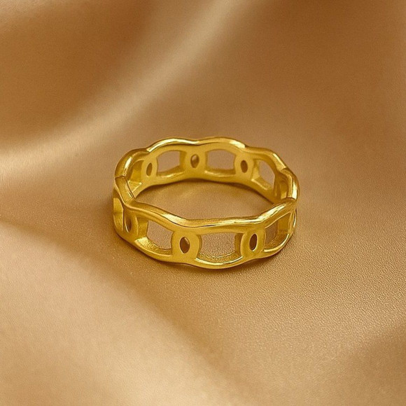 Кольцо медицинская сталь с напылением золотом J11368CJJ Кольцо медицинская сталь с напылением золотом J11368CJJ