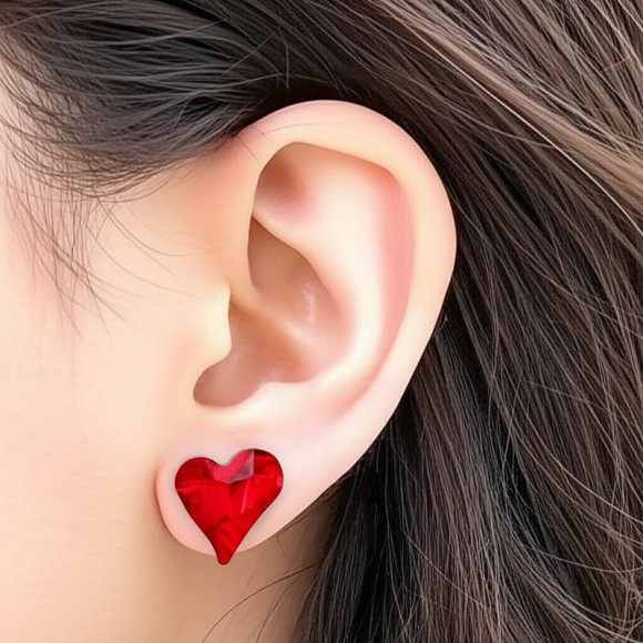 Серьги-гвоздики кристаллы сердца 1J11831CJJ