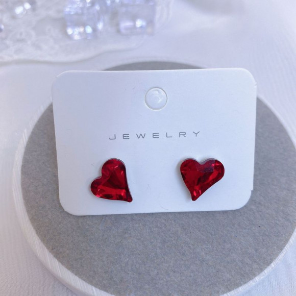 Серьги-гвоздики кристаллы сердца 1J11831CJJ