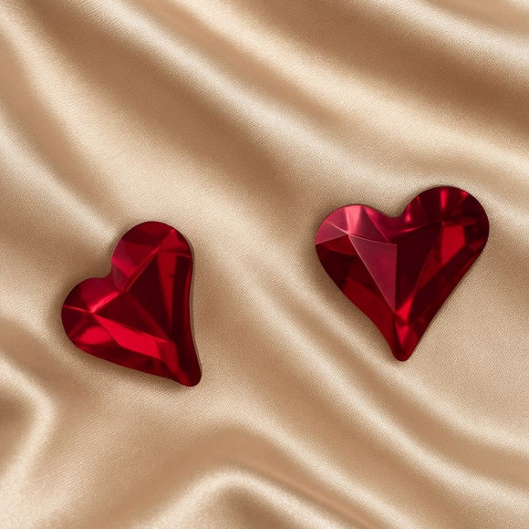 Серьги-гвоздики кристаллы сердца 1J11831CJJ