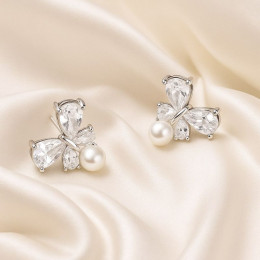 Серьги медь с напылением платиной J10697CJJ