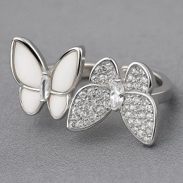 Кольцо с бабочками из перламутра и фианитов 1J12076CJJ Кольцо с бабочками из перламутра и фианитов 1J12076CJJ
