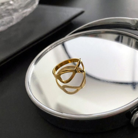 Кольцо медицинская сталь с напылением золотом J11369CJJ