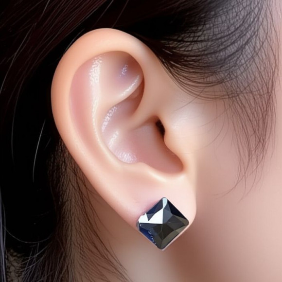 Стильные серьги-пусеты графитовые кристаллы 1J11832CJJ