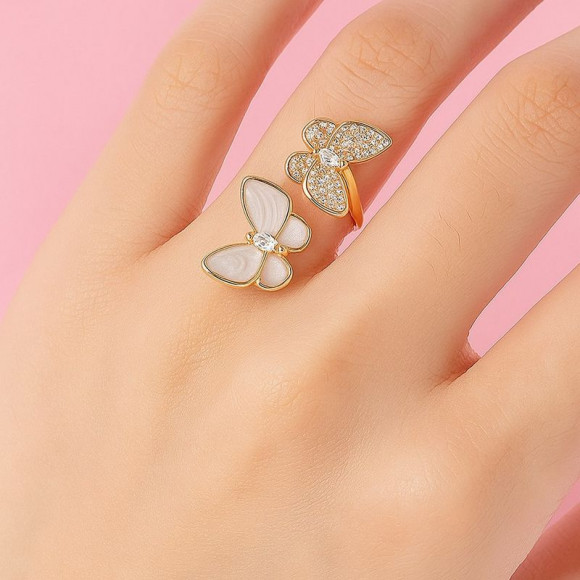 Кольцо медь напыление золотом бабочки 1J12077CJJ
