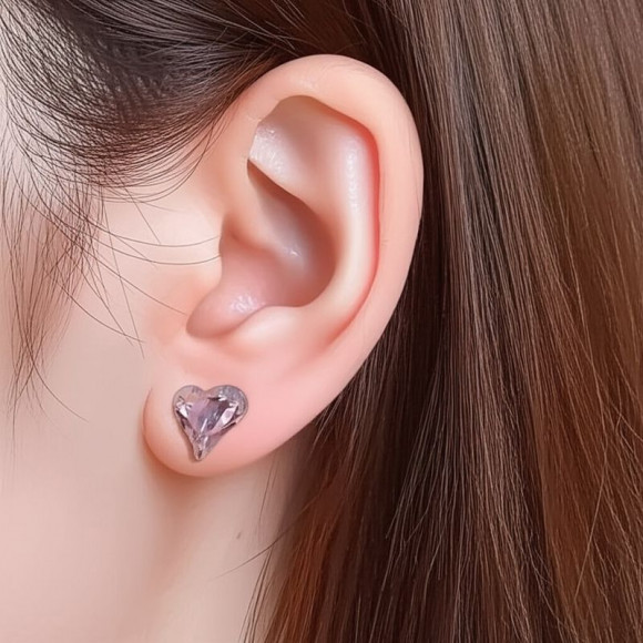 Серьги-гвоздики кристаллы сердца 1J11828CJJ