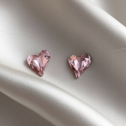 Нежные серьги-пусеты розовые сердца 1J11828CJJ