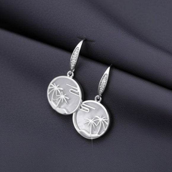 Серьги медь с напылением платиной J10700CJJ