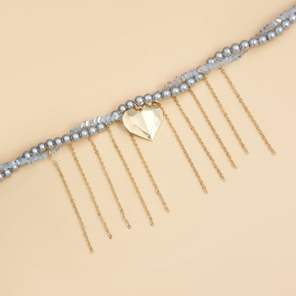 Голубое жемчужное колье с золотистой бахромой 1J12219CJJ Голубое жемчужное колье с золотистой бахромой 1J12219CJJ