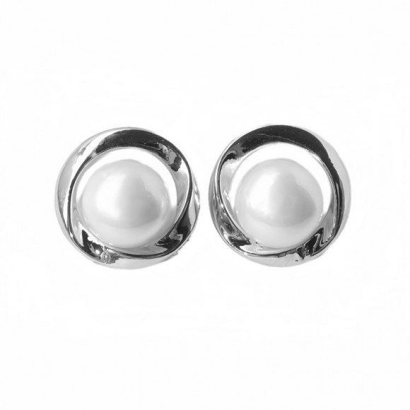 Серьги-гвоздики с жемчужиной в круговой оправе J10701CJJ Серьги-гвоздики с жемчужиной в круговой оправе J10701CJJ