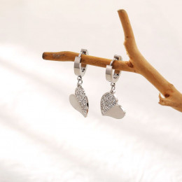 Стальные серьги-конго кулон сердце фианиты J10247CJJ Стальные серьги-конго кулон сердце фианиты J10247CJJ