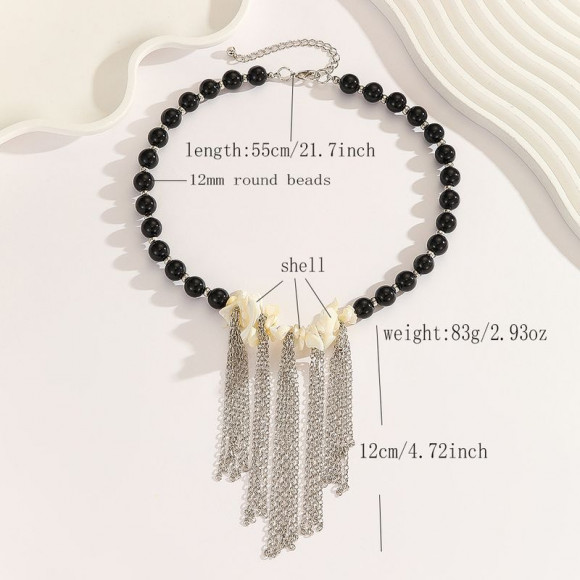 Этническое колье из темного жемчуга с каскадом цепей 1J12220CJJ