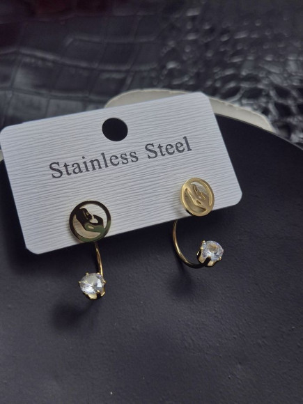 Серьги стальные с напылением золотом J11515CJJ