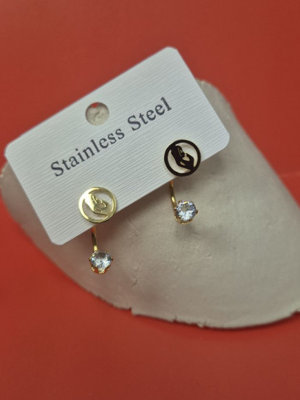 Серьги стальные с напылением золотом J11515CJJ