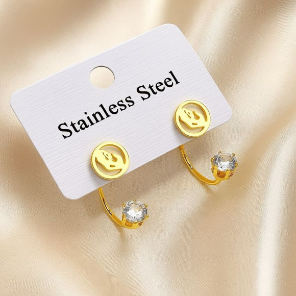 Серьги стальные с напылением золотом J11515CJJ