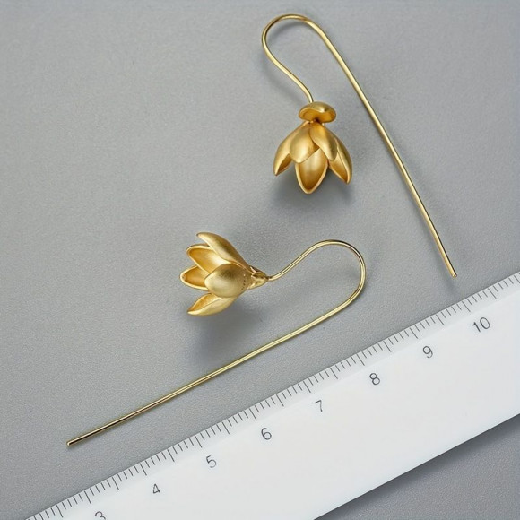 Длинные серьги-подвески «Золотой подснежник» 1J12480CJJ