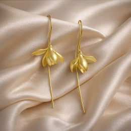 Длинные серьги-подвески «Золотой подснежник» 1J12480CJJ