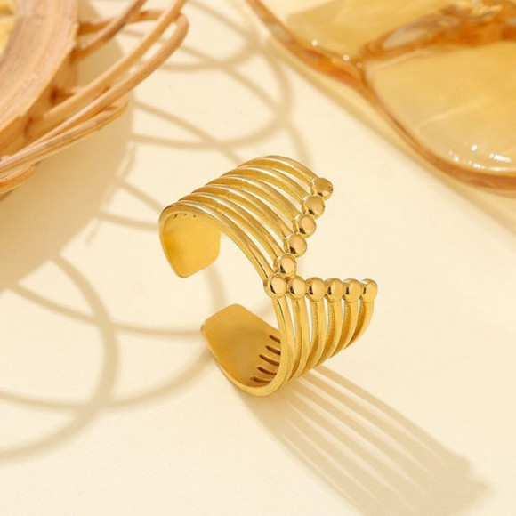 Кольцо медицинская сталь с напылением золотом J11373CJJ