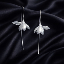 Длинные серьги-подвески «Серебряный подснежник» 1J12481CJJ