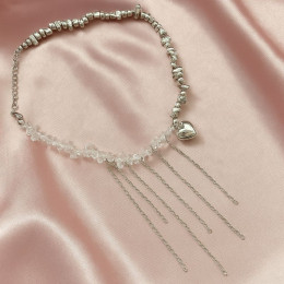 Жемчужное колье-чокер с бахромой и сердцем 1J12222CJJ Жемчужное колье-чокер с бахромой и сердцем 1J12222CJJ