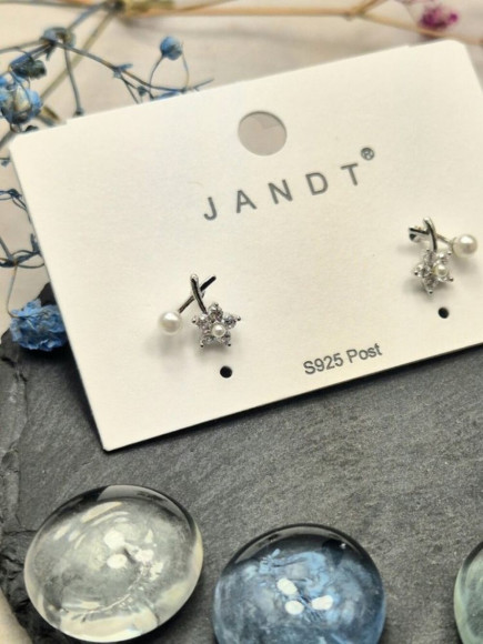 Серьги медь с напылением платиной J11281CJJ