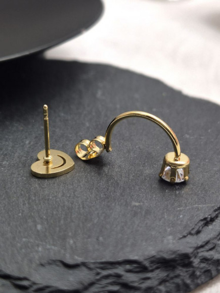 Золотистые стальные серьги-джекеты в форме сердец со смайлами и кристаллами 1J11517CJJ Золотистые стальные серьги-джекеты в форме сердец со смайлами и кристаллами 1J11517CJJ