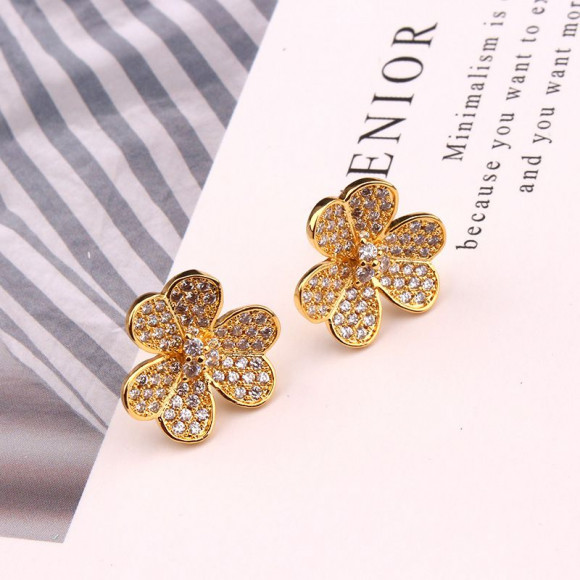 Серьги-гвоздики цветы со стразами 1J12082CJJ