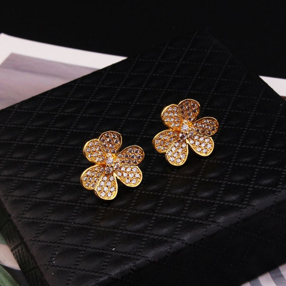 Серьги-гвоздики цветы со стразами 1J12082CJJ