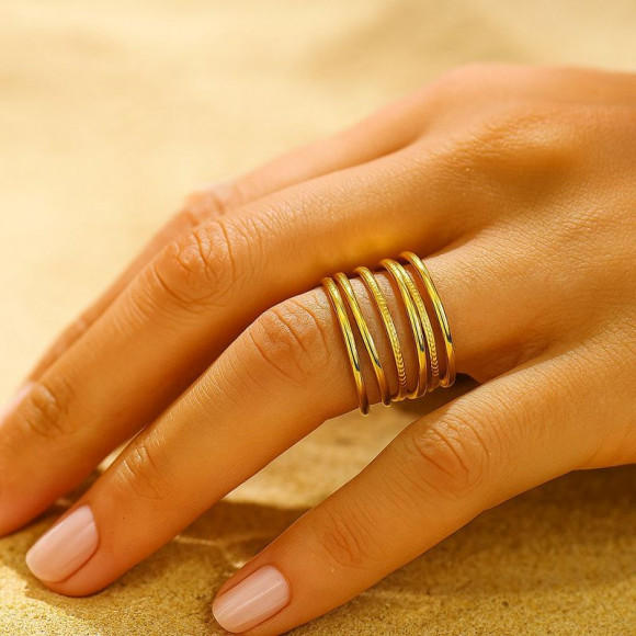 Кольцо медицинская сталь напыление золотом 1J12168CJJ