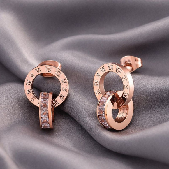 Висячие серьги с римскими цифрами Розовое золото 1J12500CJJ